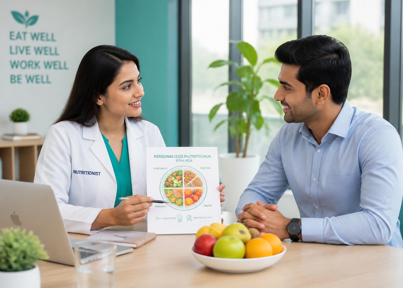 Savidha Wellness nutritionist consulting an employee at their workplace